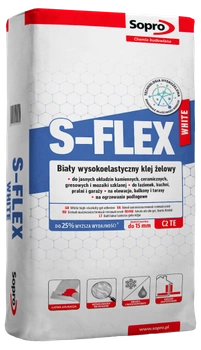Sopro biały, żelowy wysokoelastyczny klej do płytek S-FLEX 22,5kg