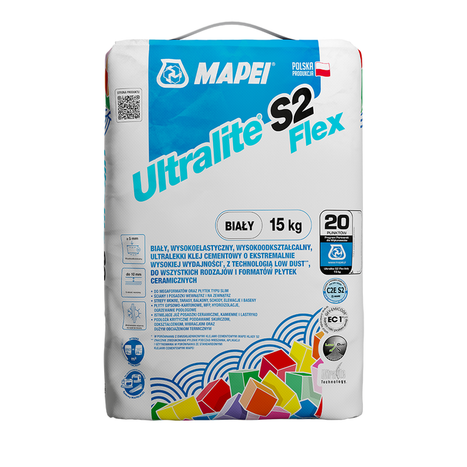 Mapei Ultralite S2 flex biały wysokoodkształcalna zaprawa klejowa 15kg