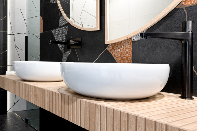 Fioranese Kintsugi Tile Japonsko Hibi Darkness Wall-Pogowe Mat 60,4x60.4 10 mm napodobování Stone Mix