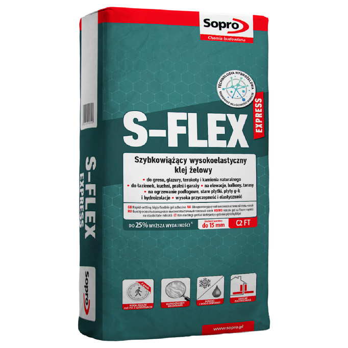 Sopro  WYSOKOELASTYCZNY KLEJ DO PŁYTEK S-FLEX EXPRESS żelowy 22,5kg