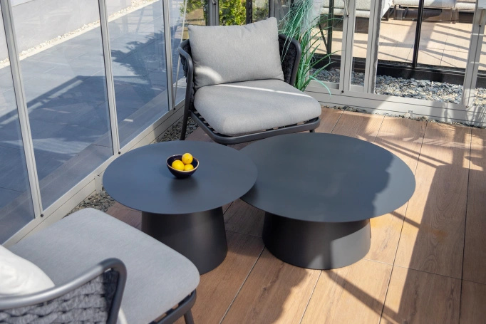 Zestaw stołów 70+90cm BOLZANO Biana aluminium antracyt