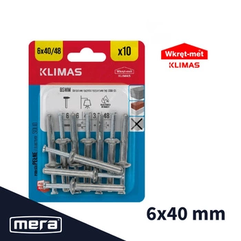 Rychlé montážní zástrčky šroubu 6x40 10 ks.