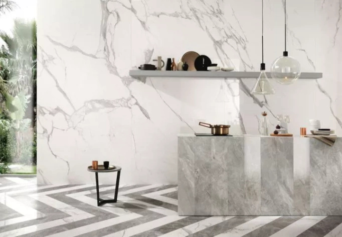 Velkoformátová dlaždice Italgraniti Marble Experience Statuario LUX 120x280 imitace mramoru bílá