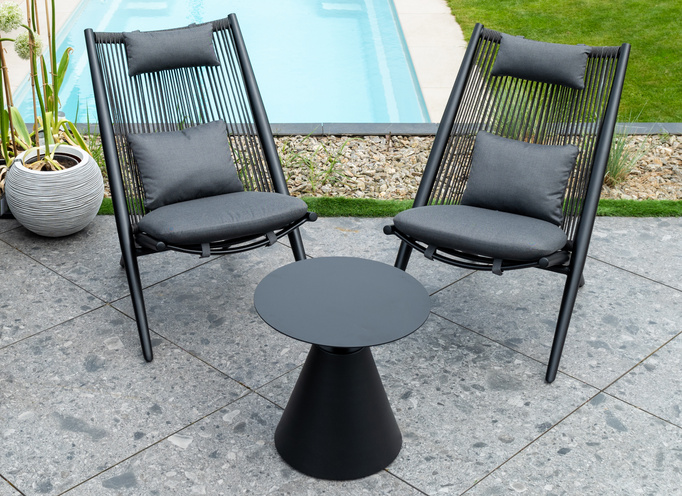 Stolik kawowy ogrodowy BOLZANO Acri czarny Ø50 - 49.5H