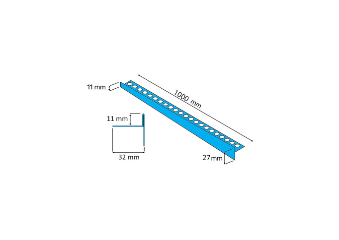 Listwa spadkowa krawędziowa, Prawa czarna matowa 100cm LSBL-0305