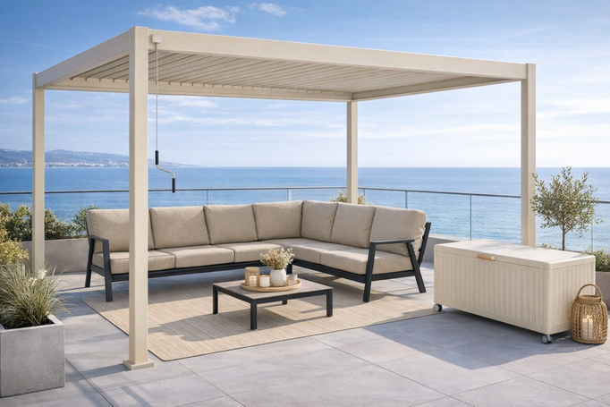 Zadaszenie ogrodowe , Pergola BOLZANO Roma LED 3x4 m beżowa