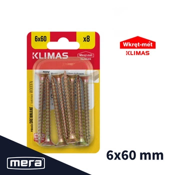 Tvrdené šrouby šroubu pro dřevo s kuželovou hlavou 6x60 8 ks.