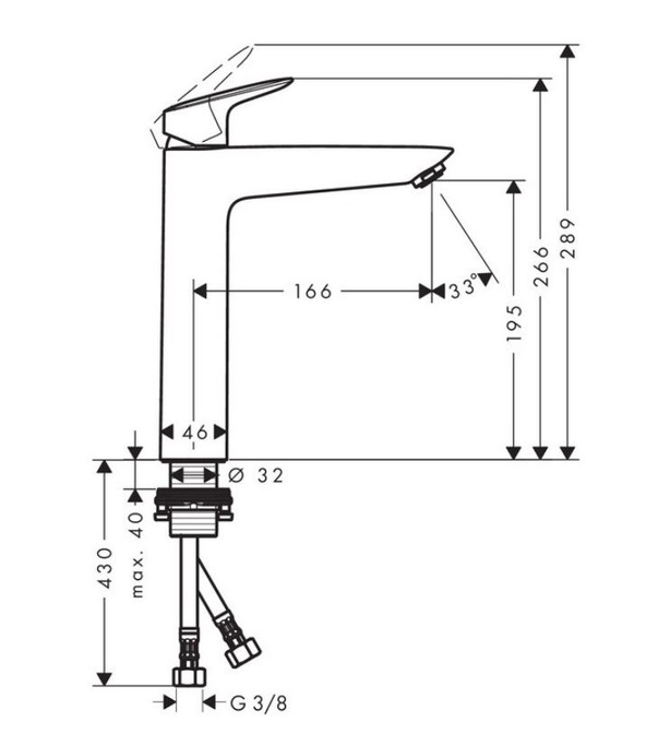 Vysoký washbasin faucet