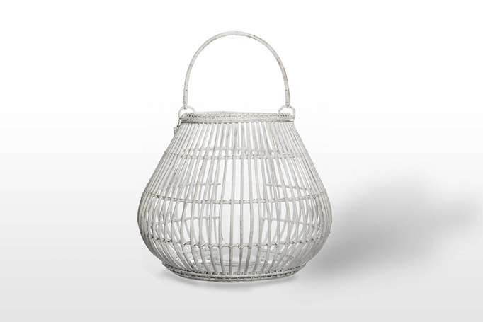 Caen ⌀69cm x Round Lantern 59cm White Wiped