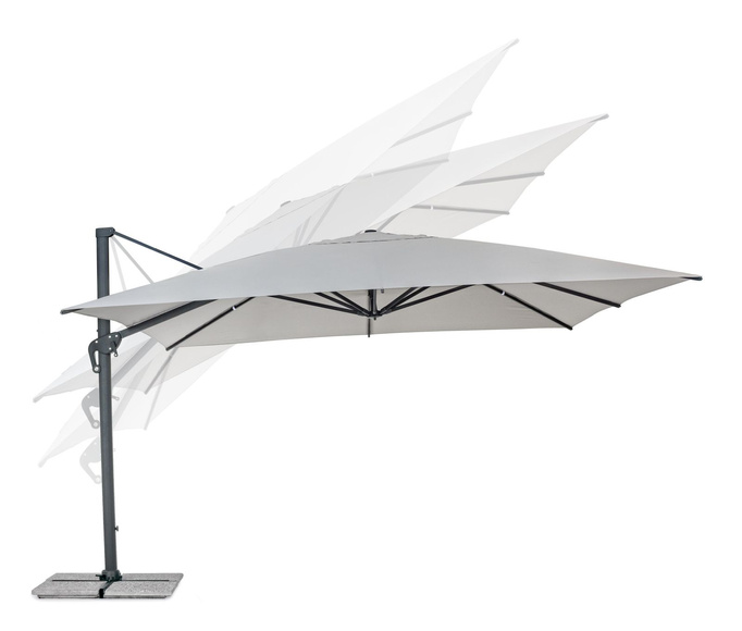 Parasol ogrodowy 400x400cm BOLZANO Ibis aluminium jasny szary