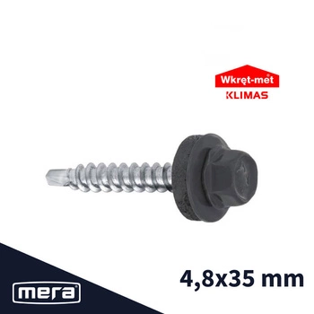 Wkręt-met wkręty farmerskie samowiercące z podkładką EPDM do blachy do drewna 4,8x35 RAL 7024 250 szt.