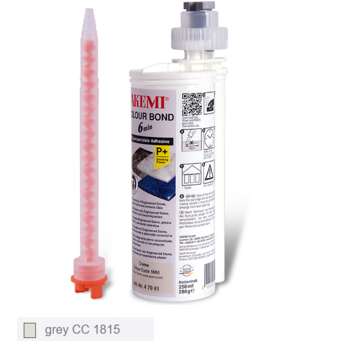AKEMI COLOUR BOND 6min , KOLOR SZARY grey CC 1815 47083 żywica , klej do kamienia 250ml / 280g