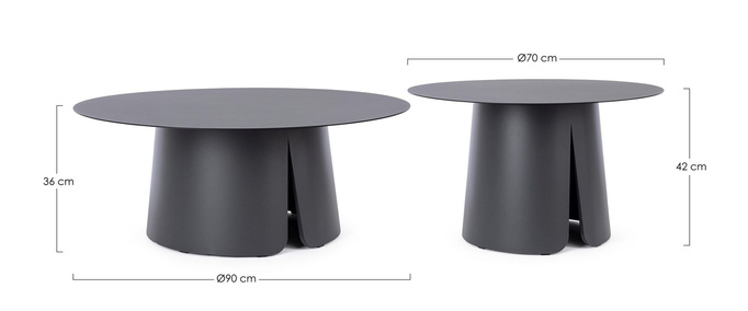 Zestaw stołów 70+90cm BOLZANO Biana aluminium antracyt