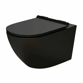 Zestaw WC wiszące Simas Vignoni Rimless XS Black matt VI28 + Zestaw montażowy +   Deska wolnoopadająca WC Black matt VI006 XS