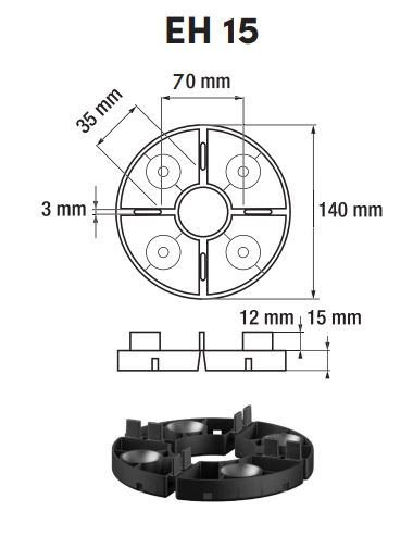 PODKŁADKI TARASOWE -WSPORNIK 15mm / 3mm EH15