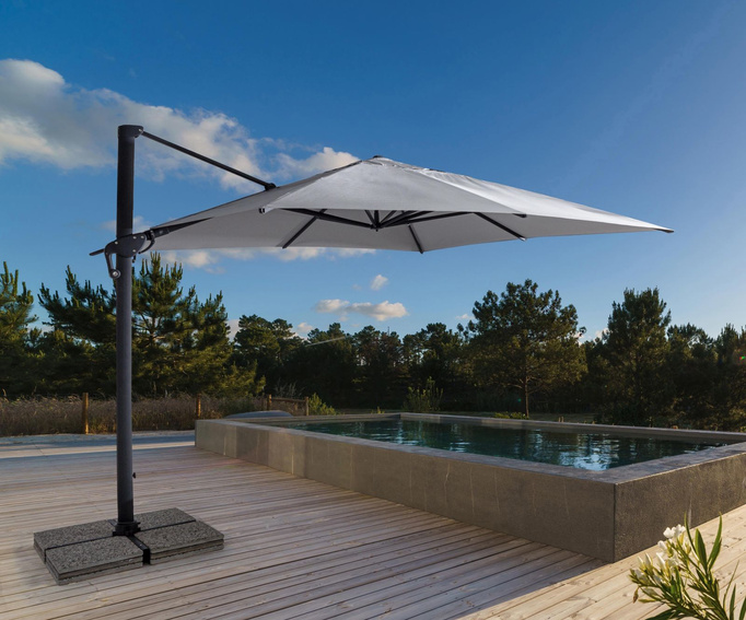 Parasol ogrodowy 400x400cm BOLZANO Ibis aluminium jasny szary