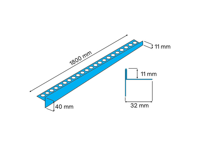 Listwa spadkowa krawędziowa, Prawa czarna matowa 180cm  LSBL-0303
