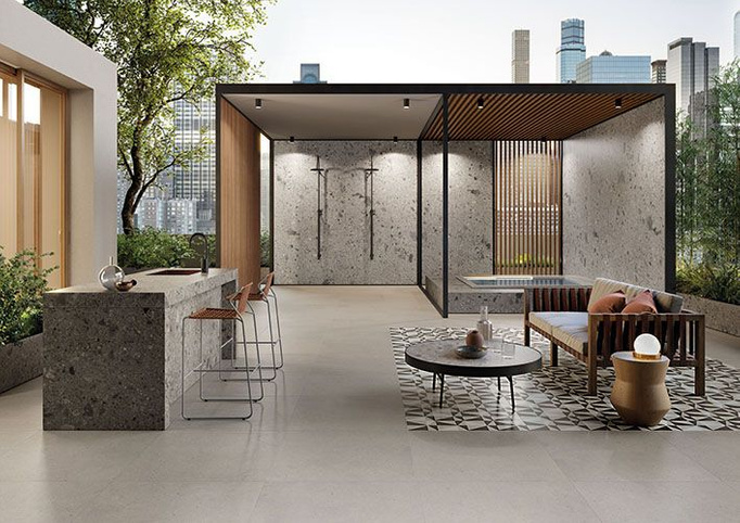 Terasová dlaždice 2 cm 80x80 Italgraniti Silver Grain Taupe imitace betonu béžová, II. jakost