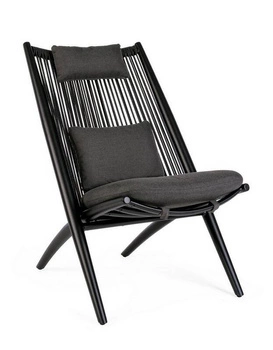 Fotel ogrodowy z poduszkami BOLZANO Acri czarny 66 x 84 x 98 cm - EKSPOZYCJA