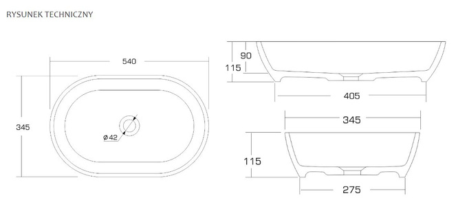 KONGLOMÁTNÍ PŘIPRAVA WASHBASIN 54X34X11.5cm