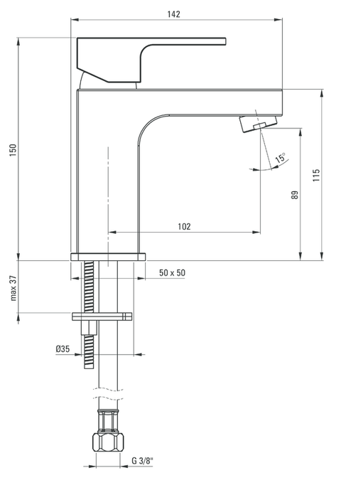Chrome Washbasin Baterie - Výstup
