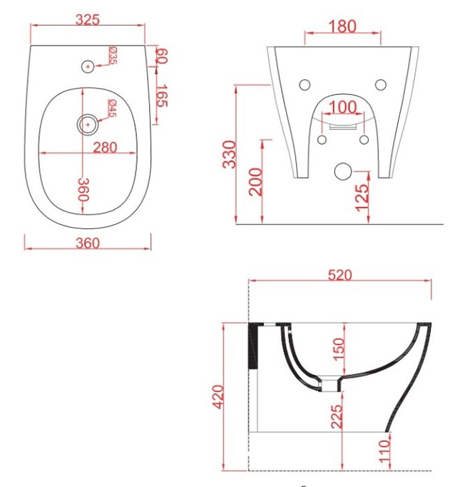 ARTCERAM TEN BIDET WISZĄCY TEB002