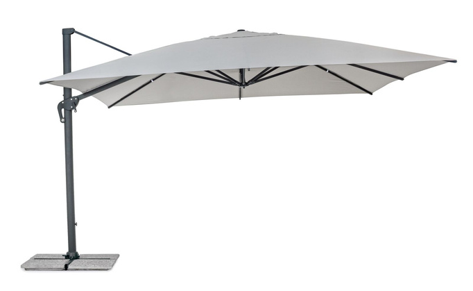 Parasol ogrodowy 400x400cm BOLZANO Ibis aluminium jasny szary