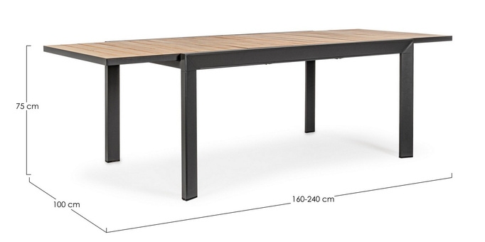 Stół rozkładany ogrodowy BOLZANO Bolonia 160-240 cm antracytowy - EKSPOZYCJA