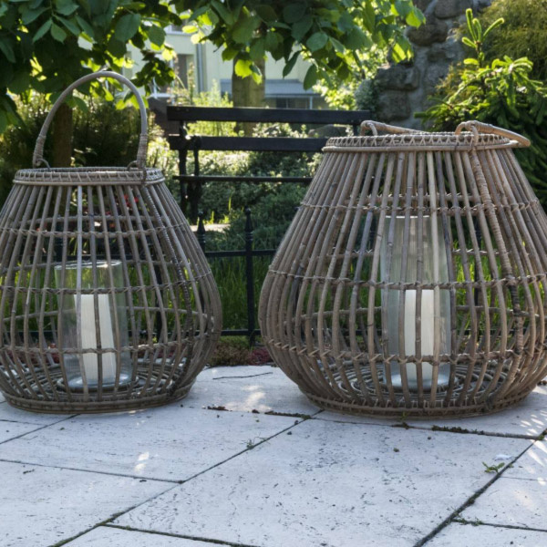 Caen ⌀69cm x Round Lantern 59cm White Wiped