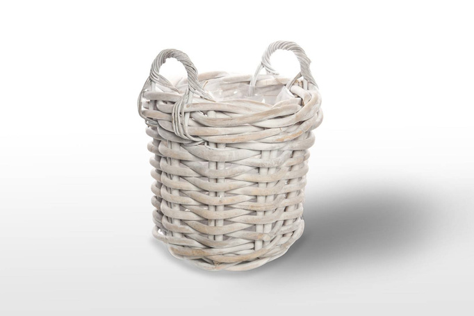 Rennes Rattan Basket ⌀35cm x výška 35 cm bílá otře