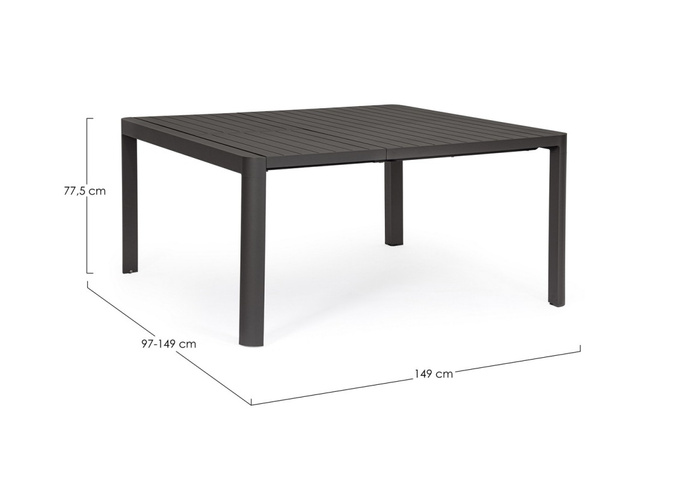 BOLZANO Stół ogrodowy rozkładany Kastello 149x97/149cm antracytowy 