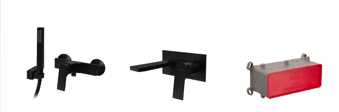 Zestaw natryskowy + bateria umywalkowa + element podtynkowy Dessi Home Fit Czarny