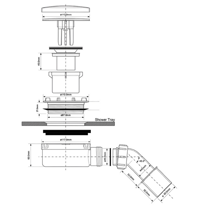 McAlpine Syfon brodzikowy niski 90mm