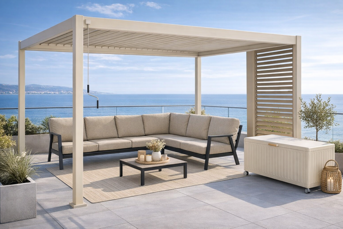 Zadaszenie ogrodowe , Pergola BOLZANO Roma LED 3x4 m beżowa