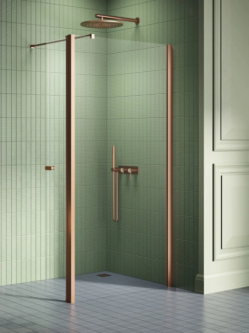 KABINA PRYSZNICOWA WALK-IN Z DODATKOWĄ ŚCIANKĄ NEW SOLEO COPPER BRUSHED U 90X195 - EKSPOZYCJA