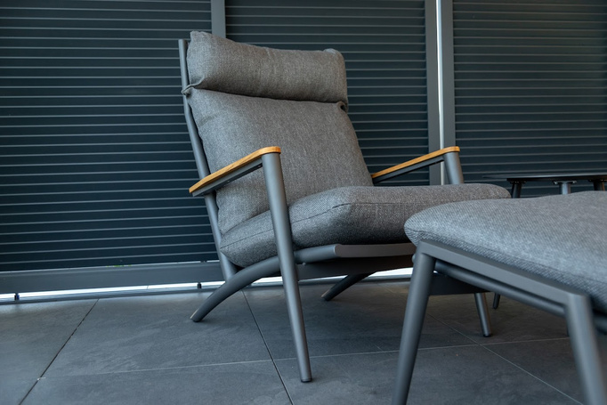 Fotel ogrodowy z podnóżkiem BOLZANO Incanto aluminium antracyt