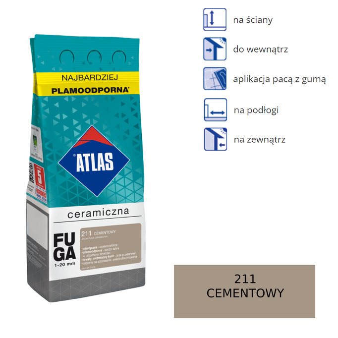 ATLAS FUGA CERAMICZNA - 211 cementowy 2kg