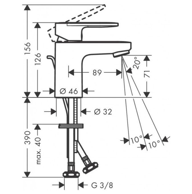 Ecosmart Chrome Standing Washbasin Baterie.