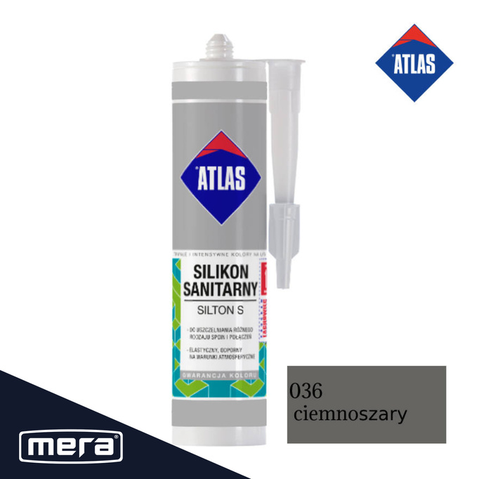 Silikon sanitarny Atlas silton s ciemnoszary 036 280ml