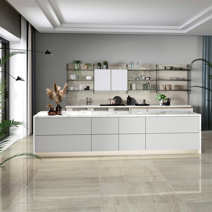 Płytka Serenissima Travertini Bianco Lux lappato 60x120 Imitacja kamienia  beżowy