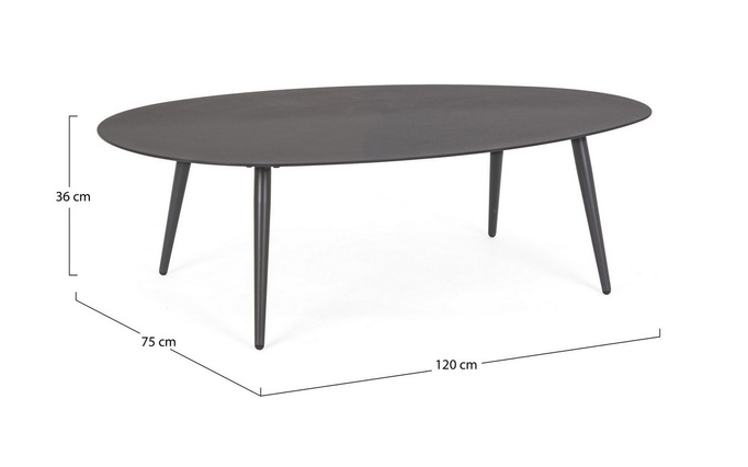 Stolik kawowy ogrodowy owalny BOLZANO Rossano antracytowy 120x75x30 cm 