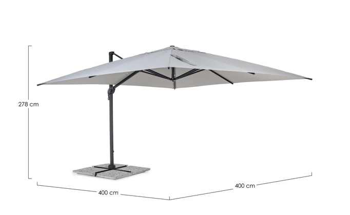 Parasol ogrodowy 400x400cm BOLZANO Ibis aluminium jasny szary
