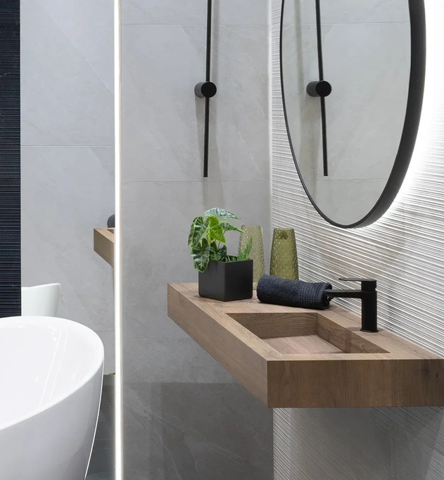 Płytka Italgraniti Shale Ribbed Moon ścienno-podłogowa mat 60x120 3D szary