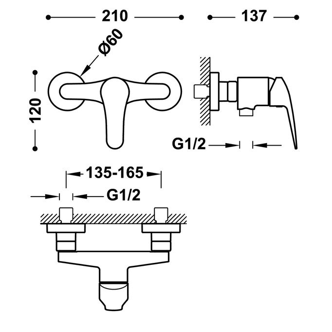 Bateria prysznicowa ze słuchawką i wężem Tres czarny - EKSPOZYCJA