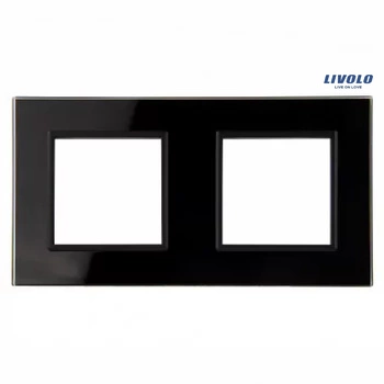 Livolo panel szklany CZARNY ramka podwójna gniazda GPF-2-62