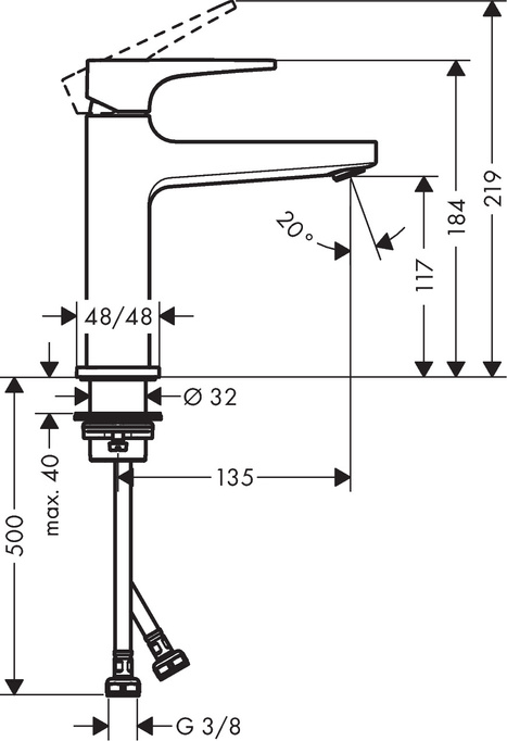 Faucet s nízkým chromovým washbasinem