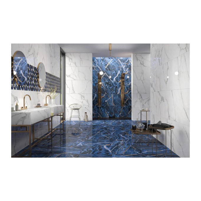 Płytka ścienno-podłogowa połysk 60x120 7 mm imitacja marmuru niebieski