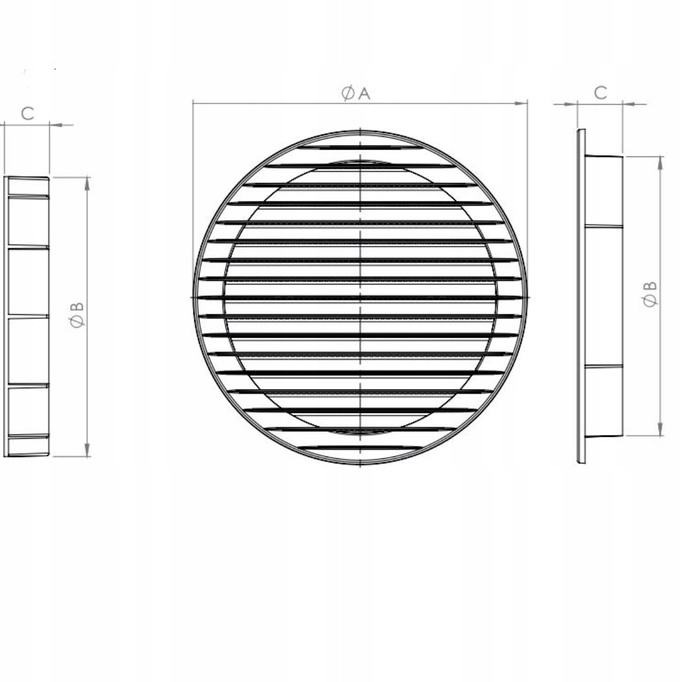 Kulatá ventilační mřížka se šedou sítí Ø 100 mm