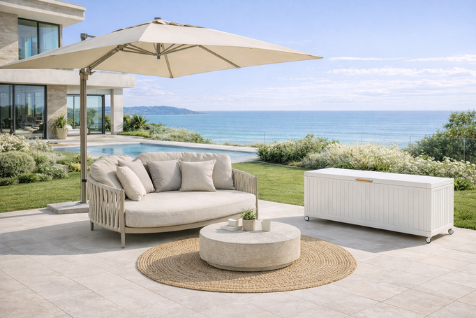Parasol ogrodowy 3m x 3m BOLZANO Santorino aluminium beżowy