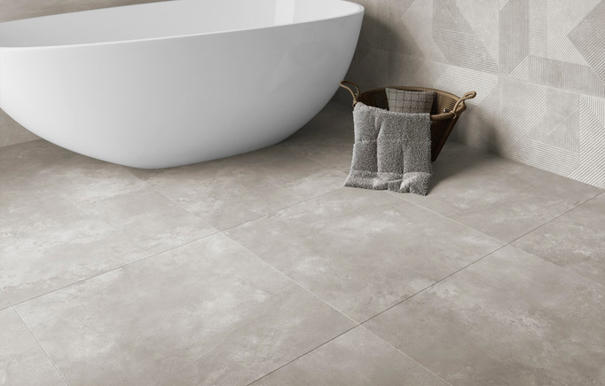 Płytka  NAVARTI Ziro Blanco ścienno-podłogowa lappato 120x120 imitacja betonu szary